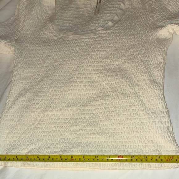 Anthropologie Smocked Bell-Sleeve Top Ivory Women’s Sz M. EUC - Picture 7 of 12